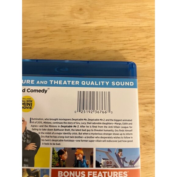 Despicable Me 3 2017 Blu-Ray DVD Digital Special Edition Steve Carell Pre-Owned - Picture 5 of 5